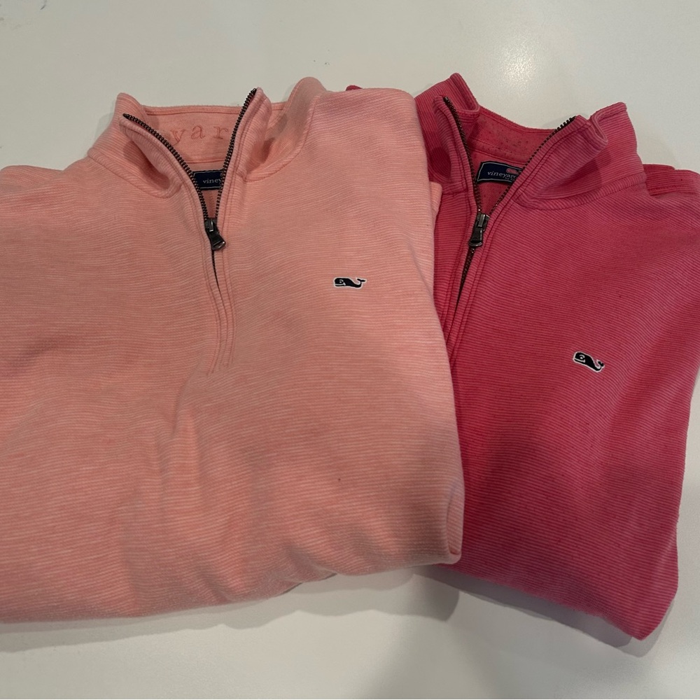 Vineyard Vines Pink and Red Zip Up Sweaters